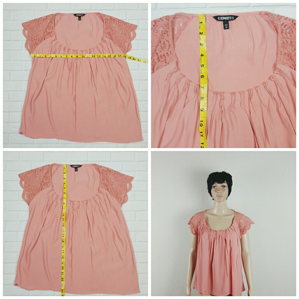 Express Pink Flowy lace top size small - Picture 2 of 8